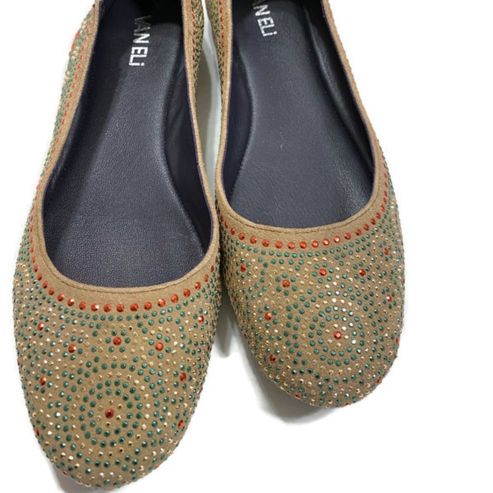 Vaneli Rhinestone Embellished Flats Sz 8.5